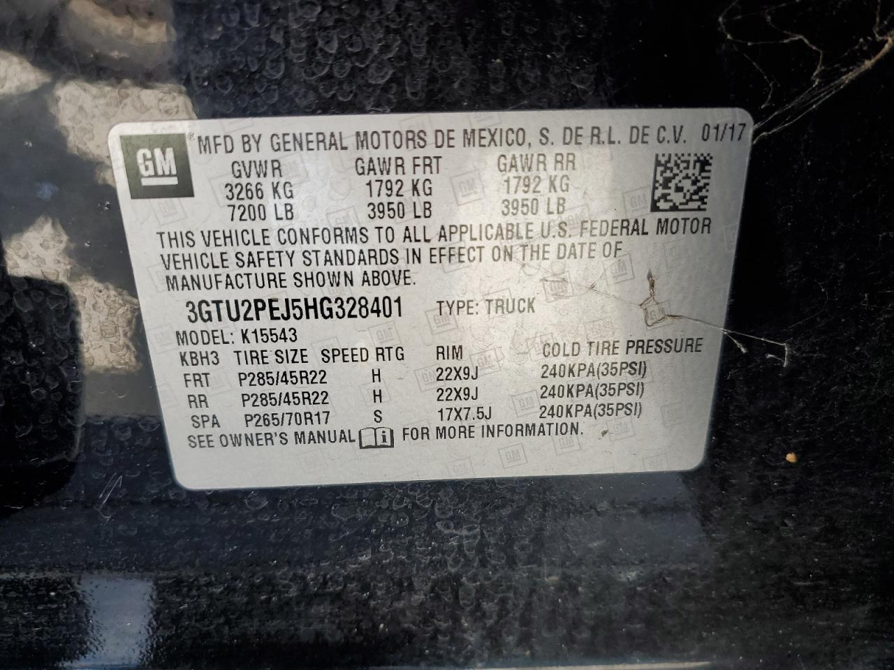 3GTU2PEJ5HG328401 2017 GMC Sierra K1500 Denali