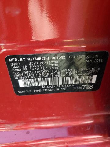 2015 Mitsubishi Mirage De VIN: ML32A3HJ5FH033349 Lot: 54547514