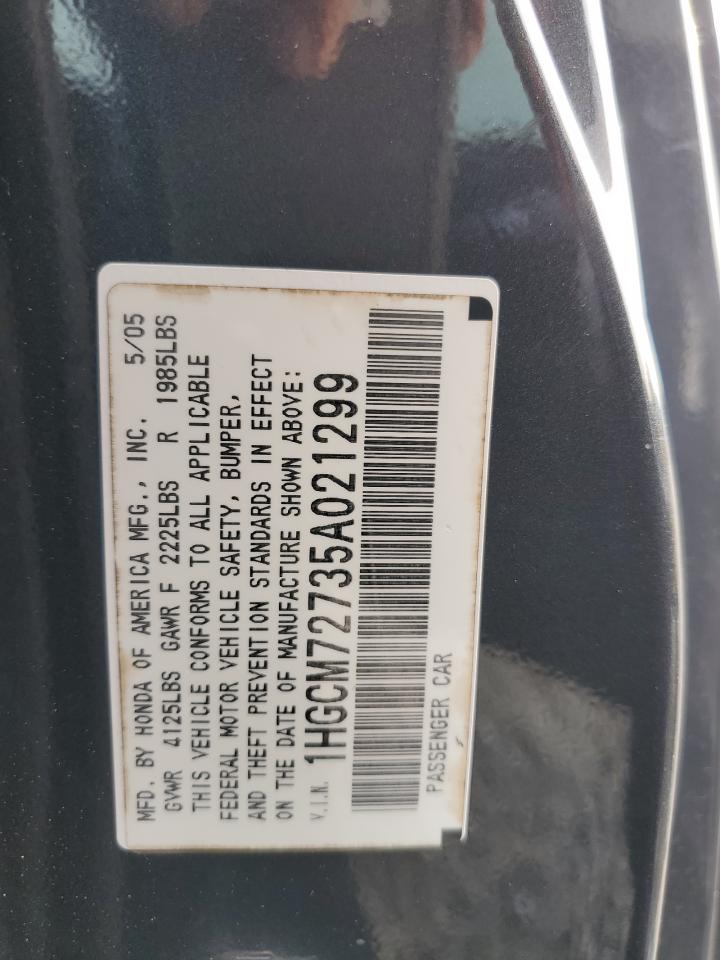 1HGCM72735A021299 2005 Honda Accord Ex