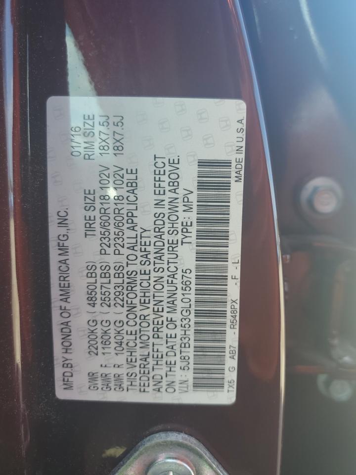 5J8TB3H53GL015675 2016 Acura Rdx Technology