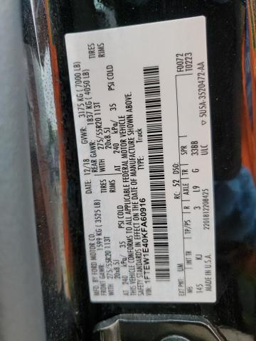 2019 Ford F150 Supercrew VIN: 1FTEW1E40KFA60916 Lot: 56151194