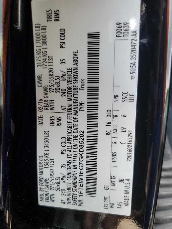 1FTEW1EG7GKD85202 FORD F-150 2016