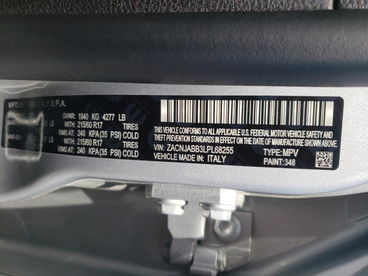 ZACNJABB3LPL68255 2020 Jeep Renegade Latitude