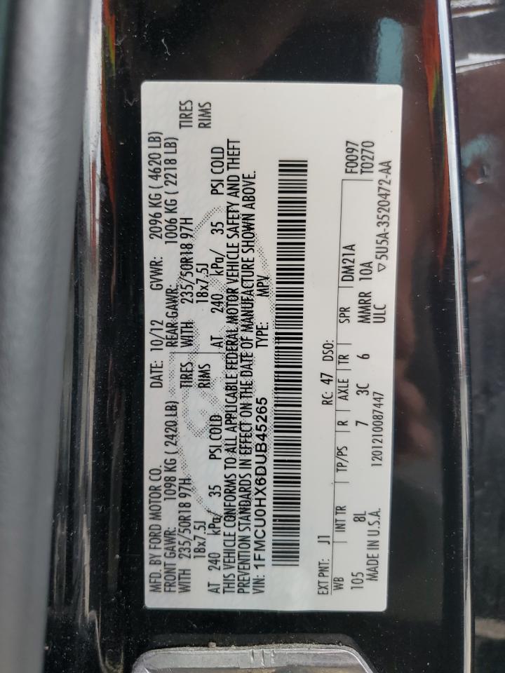 1FMCU0HX6DUB45265 2013 Ford Escape Sel