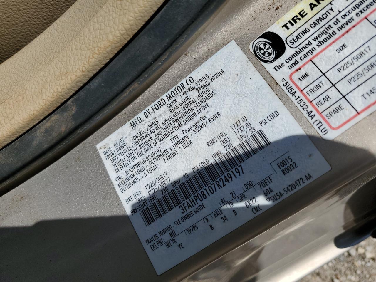 3FAHP08107R249197 2007 Ford Fusion Sel
