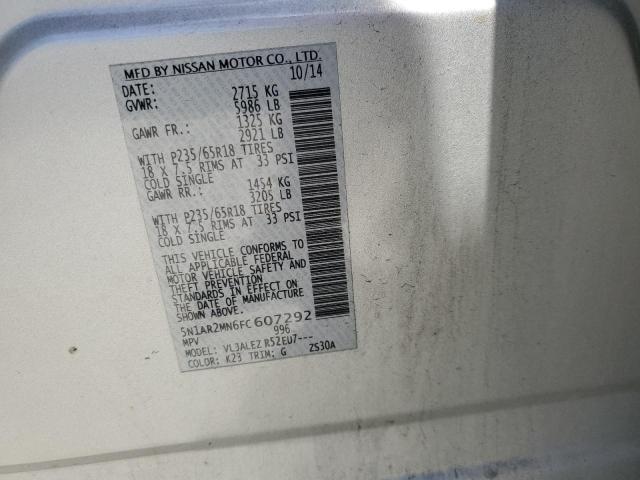 2015 Nissan Pathfinder S VIN: 5N1AR2MN6FC607292 Lot: 56469064