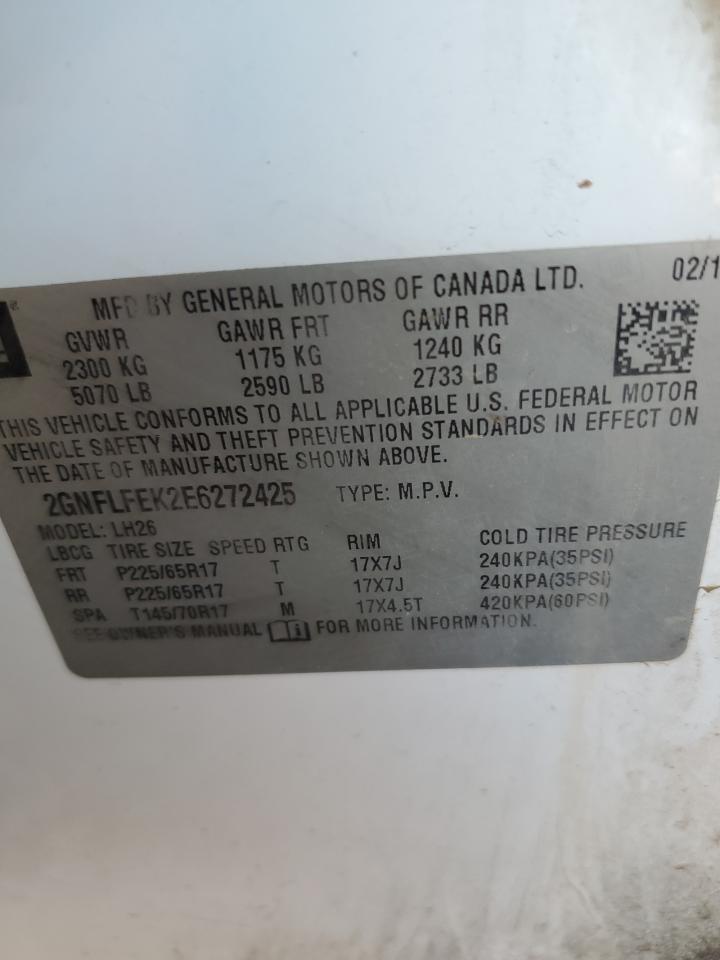 2GNFLFEK2E6272425 2014 Chevrolet Equinox Lt