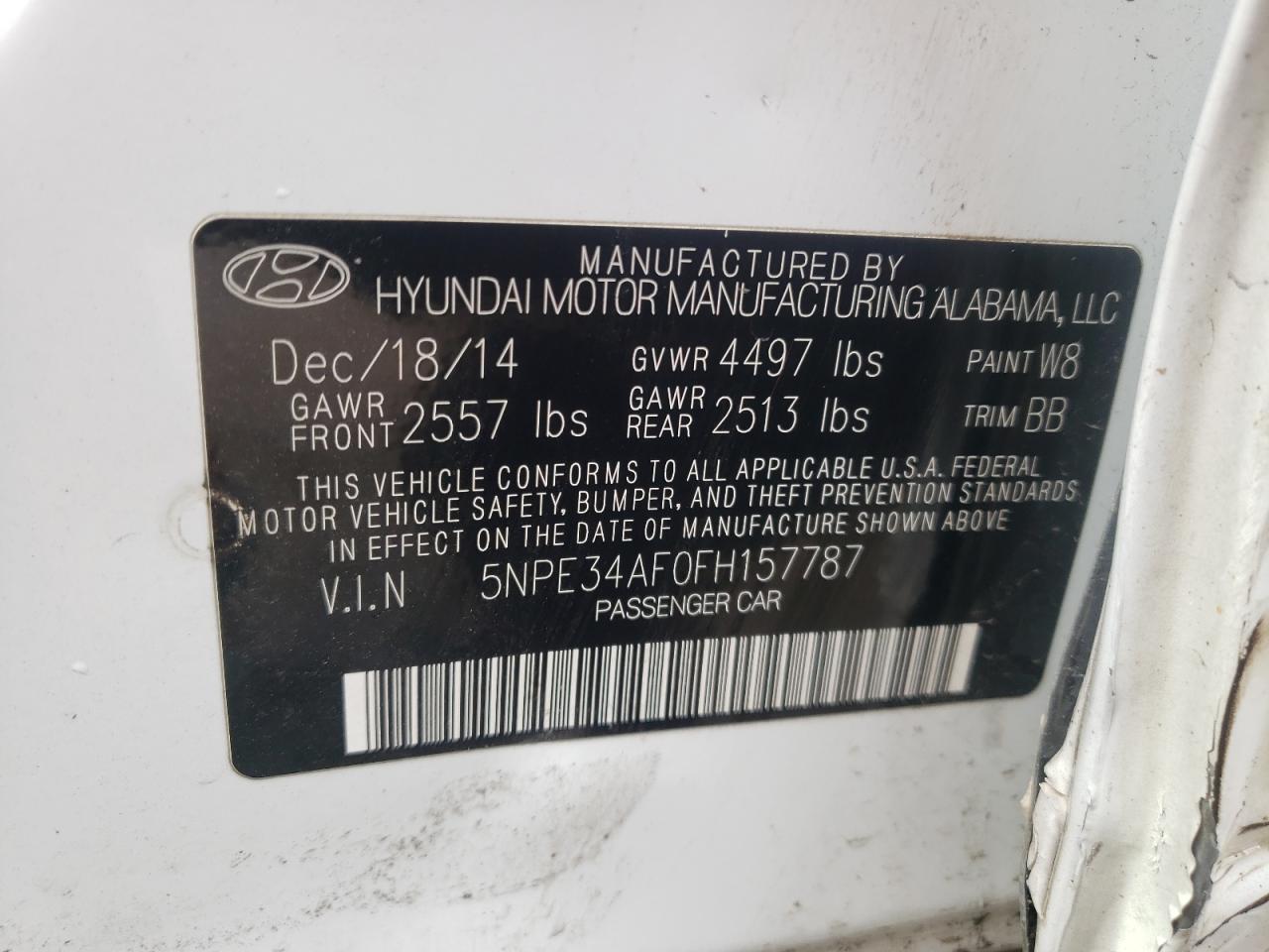 5NPE34AF0FH157787 2015 Hyundai Sonata Sport