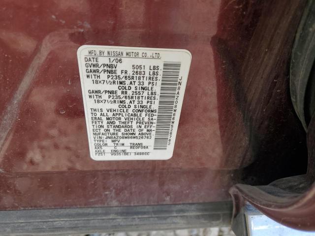 2006 Nissan Murano Sl VIN: JN8AZ08W86W526762 Lot: 53933584