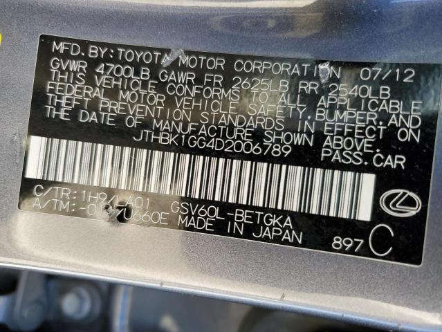 2013 Lexus Es 350 VIN: JTHBK1GG4D2006789 Lot: 55037704