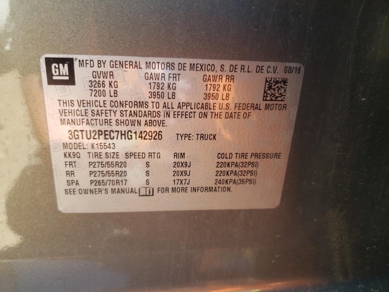 3GTU2PEC7HG142926 2017 GMC Sierra K1500 Denali