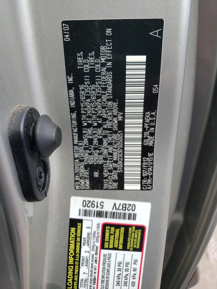 5TDZK23C97S050051 2007 Toyota Sienna Ce