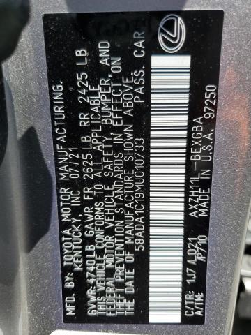 2021 LEXUS ES 300 58ADA1C19MU010733