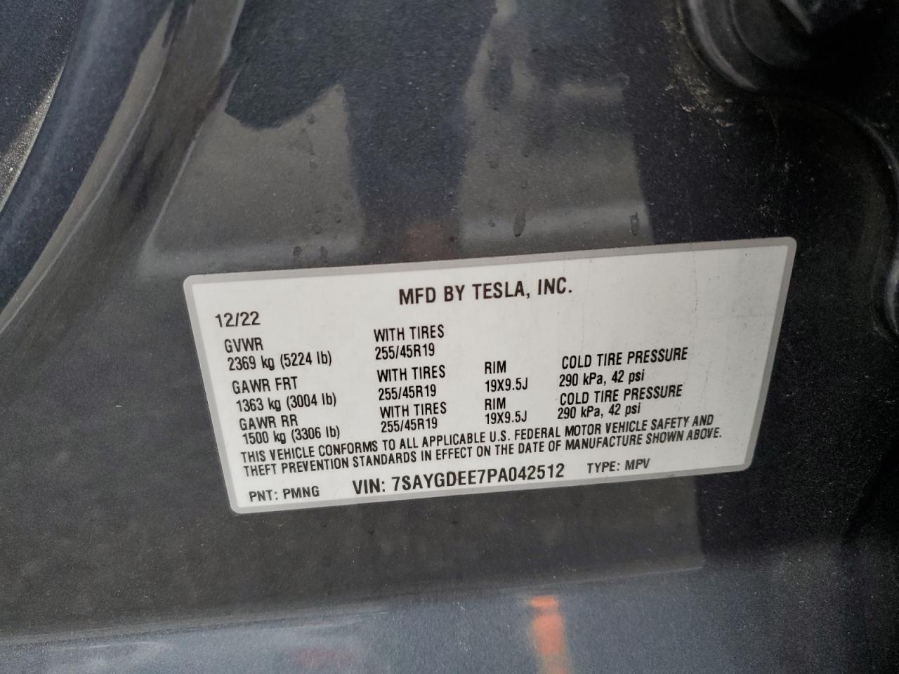 7SAYGDEE7PA042512 2023 Tesla Model Y