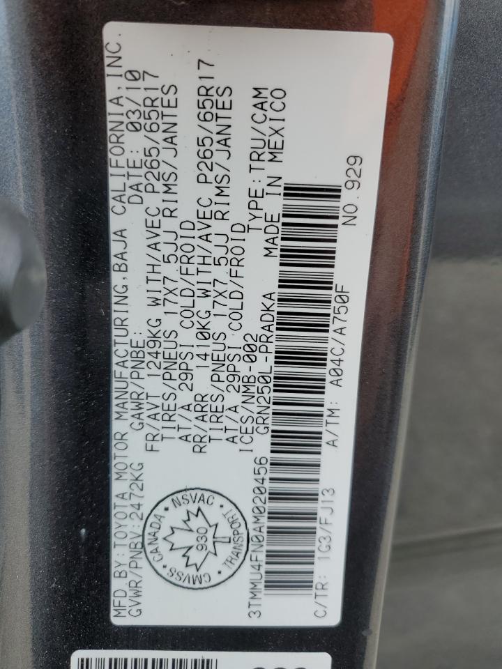 3TMMU4FN0AM020456 2010 Toyota Tacoma Double Cab Long Bed