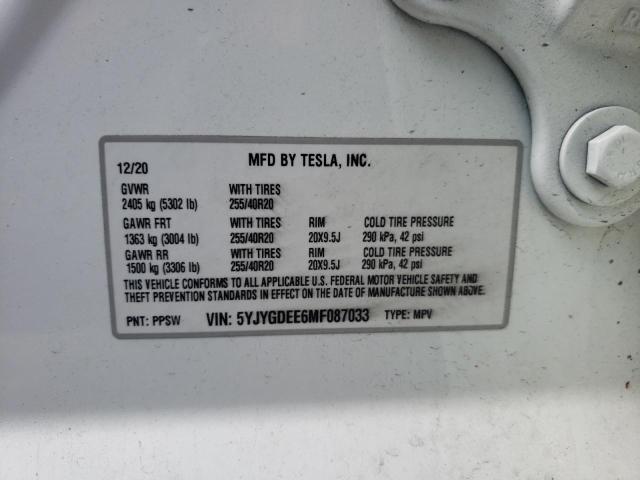 2021 TESLA MODEL Y - 5YJYGDEE6MF087033
