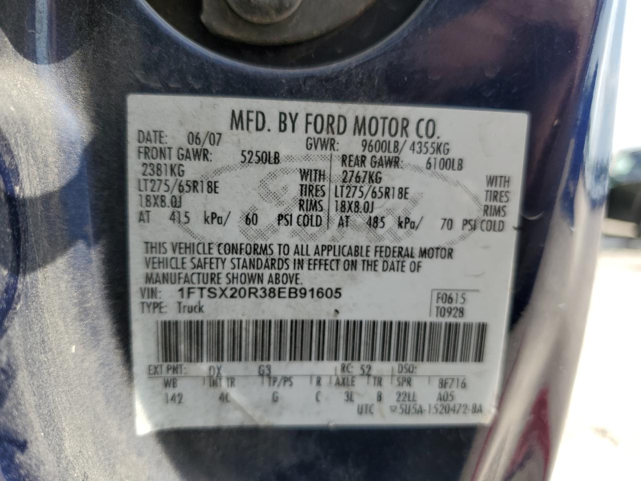 1FTSX20R38EB91605 2008 Ford F250 Super Duty