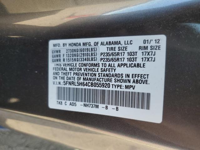 2012 Honda Odyssey Exl VIN: 5FNRL5H64CB055920 Lot: 53303424