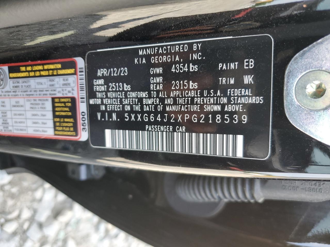 5XXG64J2XPG218539 2023 Kia K5 Gt Line