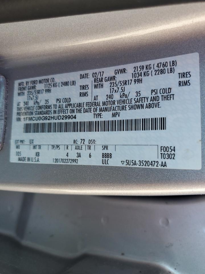 1FMCU0G92HUD29904 2017 Ford Escape Se