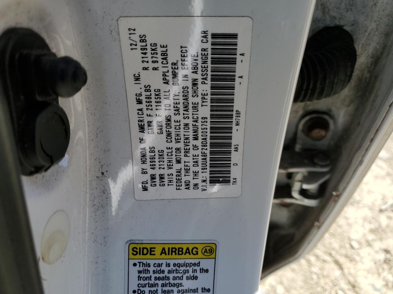 19UUA8F28DA005759 2013 Acura Tl