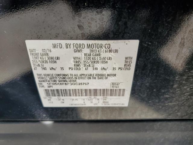 2016 FORD EXPLORER L - 1FM5K8F87GGC25797