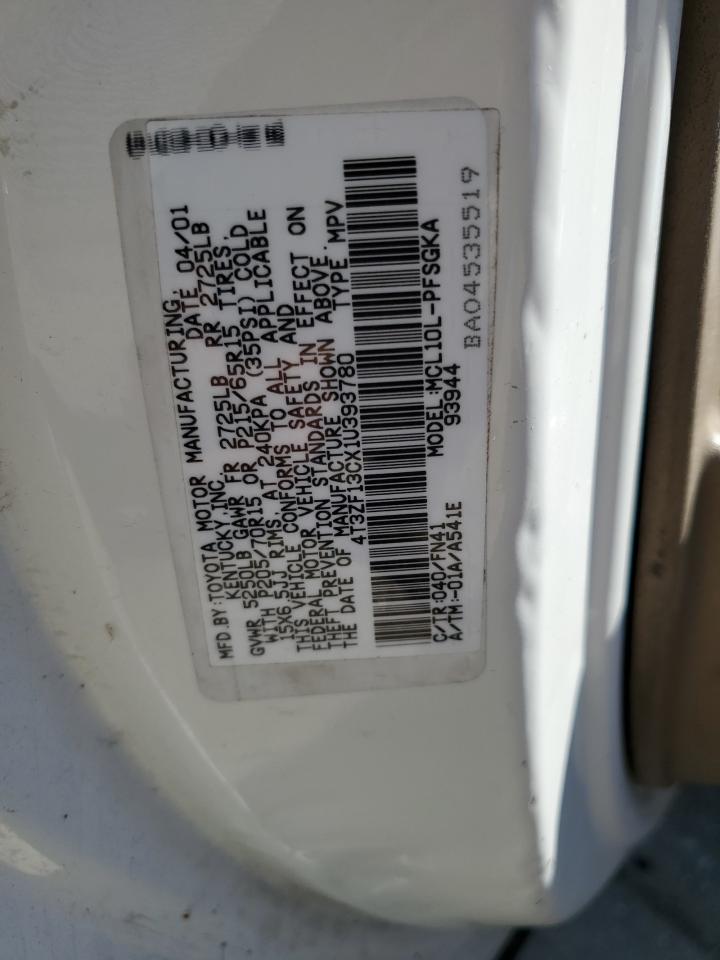 4T3ZF13CX1U393780 2001 Toyota Sienna Le