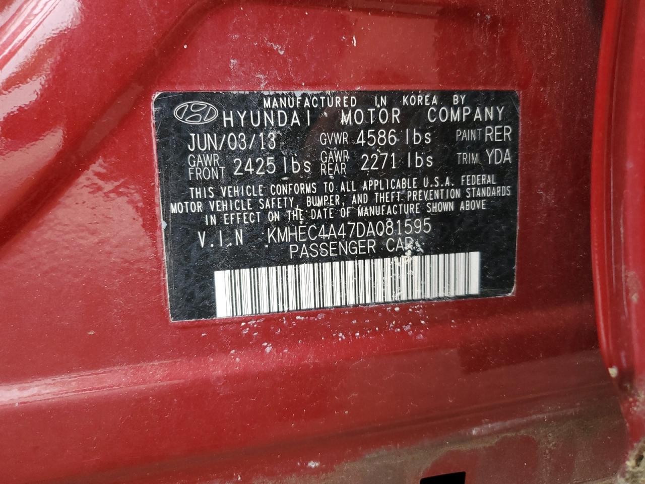 KMHEC4A47DA081595 2013 Hyundai Sonata Hybrid