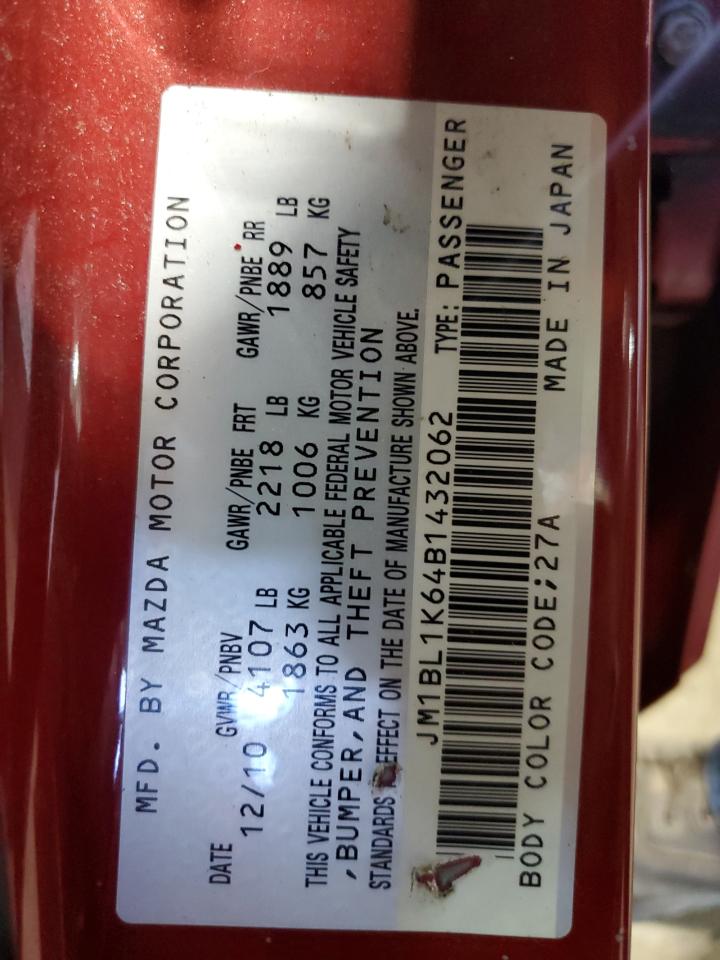 JM1BL1K64B1432062 2011 Mazda 3 S