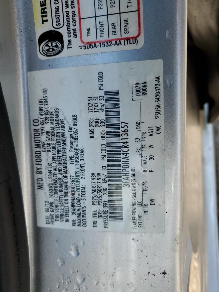 3FAHP0HA4CR413657 2012 Ford Fusion Se
