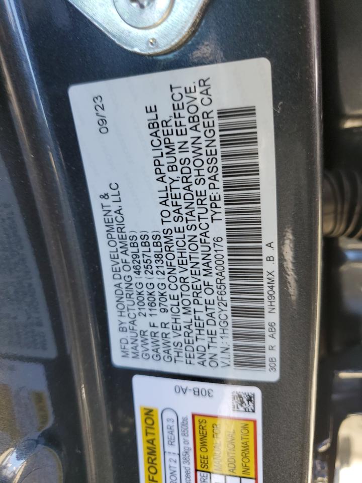 1HGCY2F65RA000176 2024 Honda Accord Hybrid Exl