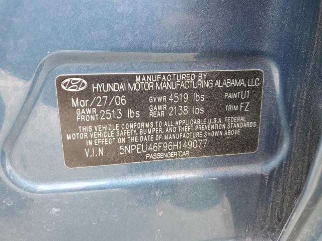 2006 Hyundai Sonata Gls VIN: 5NPEU46F96H149077 Lot: 54809084