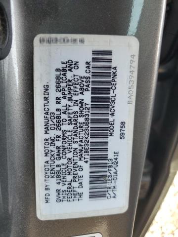 2003 Toyota Camry Le VIN: 4T1BE32K23U683127 Lot: 55112214