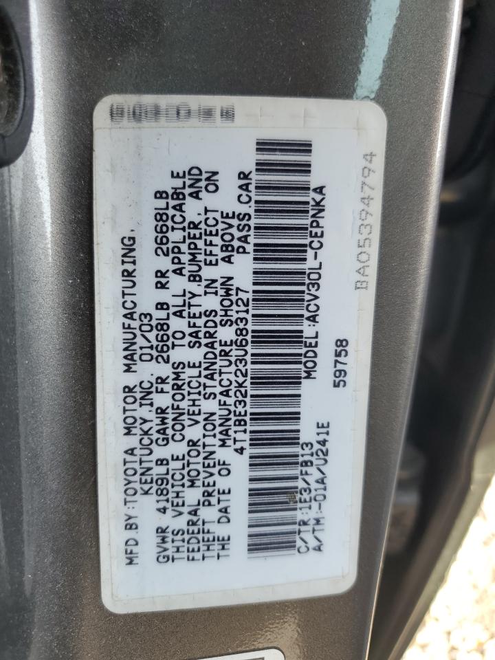 4T1BE32K23U683127 2003 Toyota Camry Le