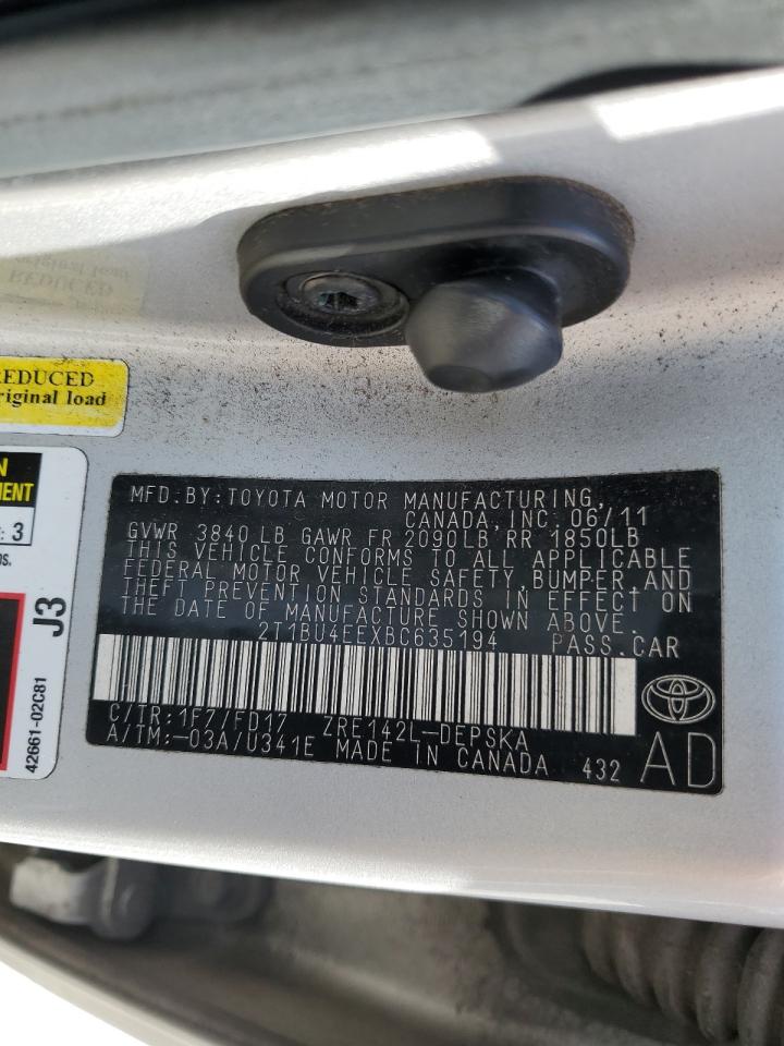 2T1BU4EEXBC635194 2011 Toyota Corolla Base