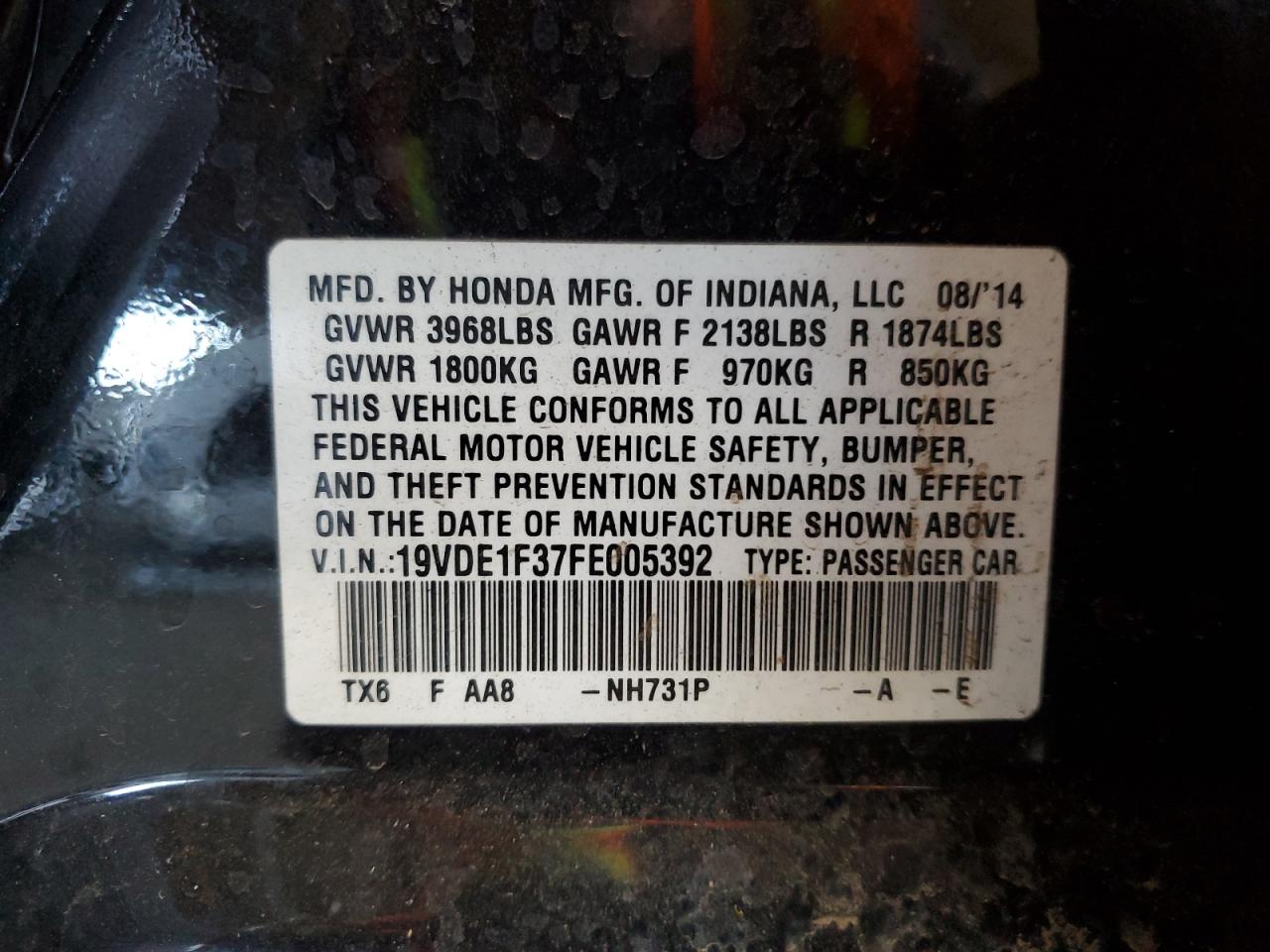 19VDE1F37FE005392 2015 Acura Ilx 20