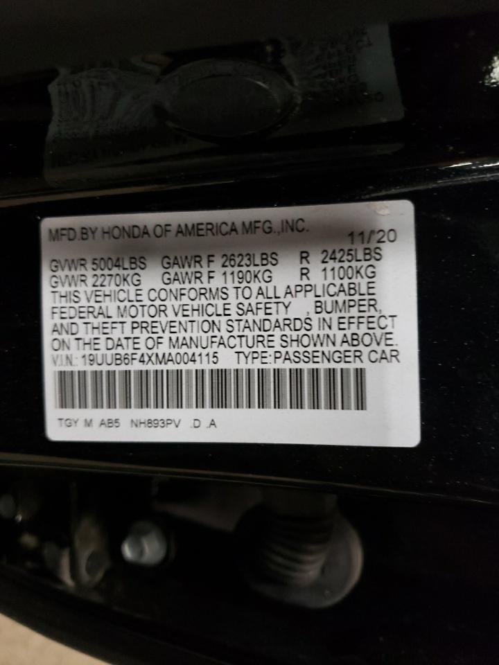 19UUB6F4XMA004115 2021 Acura Tlx Technology