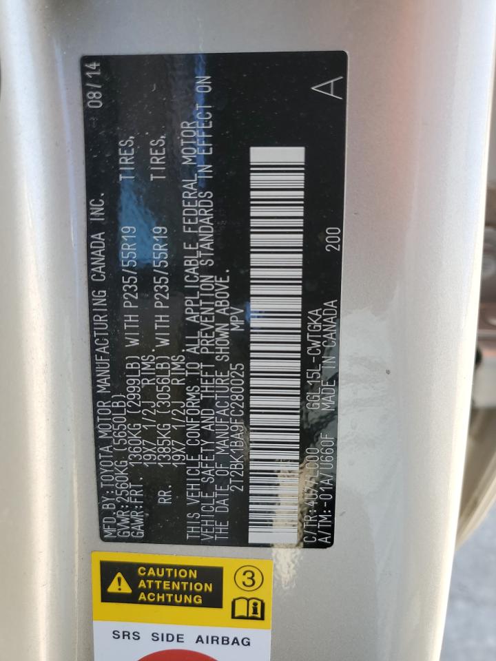 2T2BK1BA9FC280025 2015 Lexus Rx 350 Base