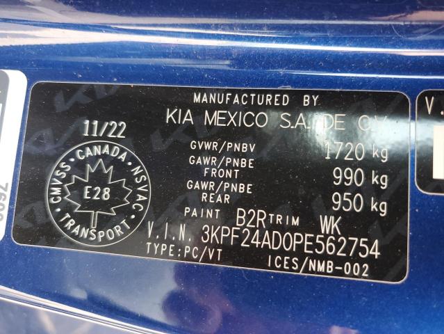 2023 Kia Forte Lx VIN: 3KPF24AD0PE562754 Lot: 53868854