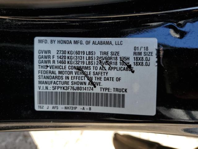 2018 HONDA RIDGELINE - 5FPYK3F76JB014174