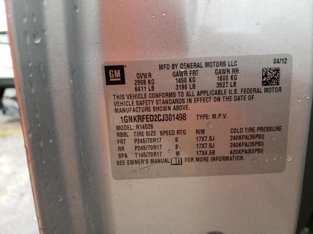 2012 Chevrolet Traverse Ls VIN: 1GNKRFED2CJ301498 Lot: 52952094