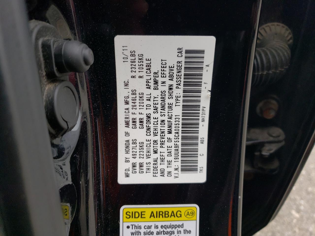 19UUA9F55CA005331 2012 Acura Tl