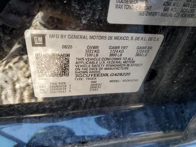 2020 Chevrolet Silverado K1500 Rst VIN: 3GCUYEED0LG428220 Lot: 53336104