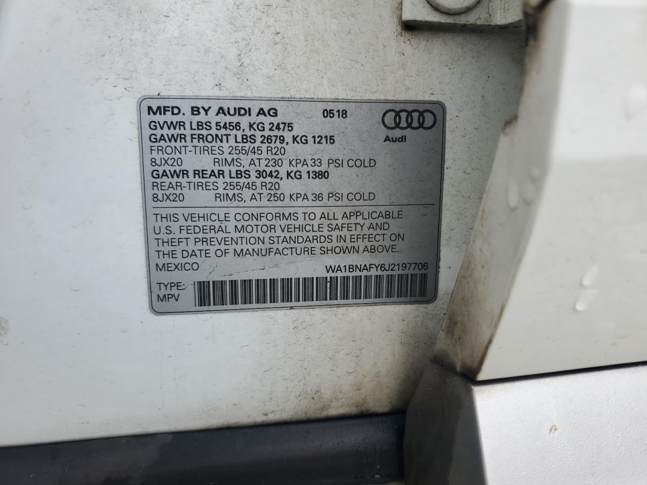 WA1BNAFY6J2197706 2018 Audi Q5 Premium Plus