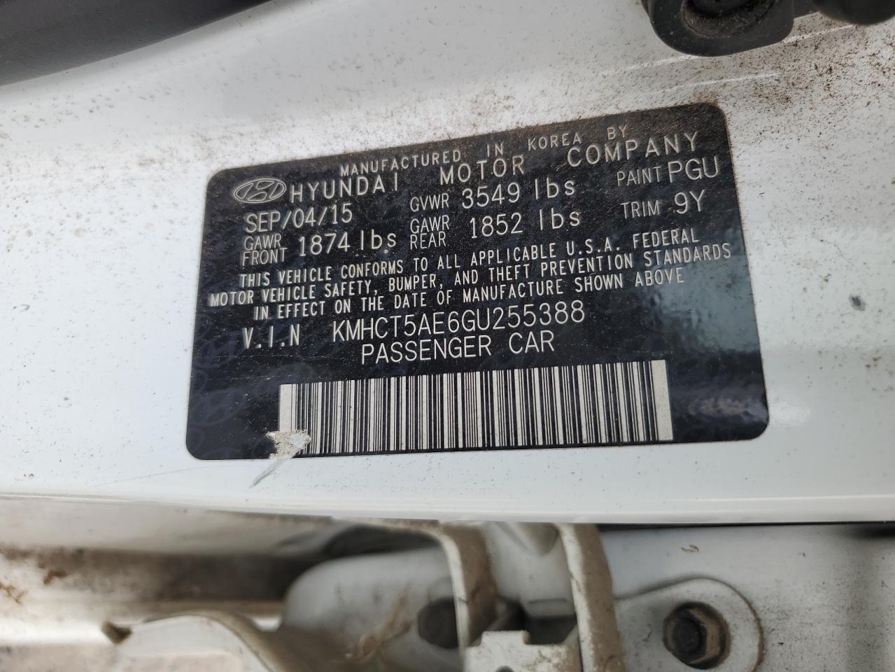 KMHCT5AE6GU255388 2016 Hyundai Accent Se