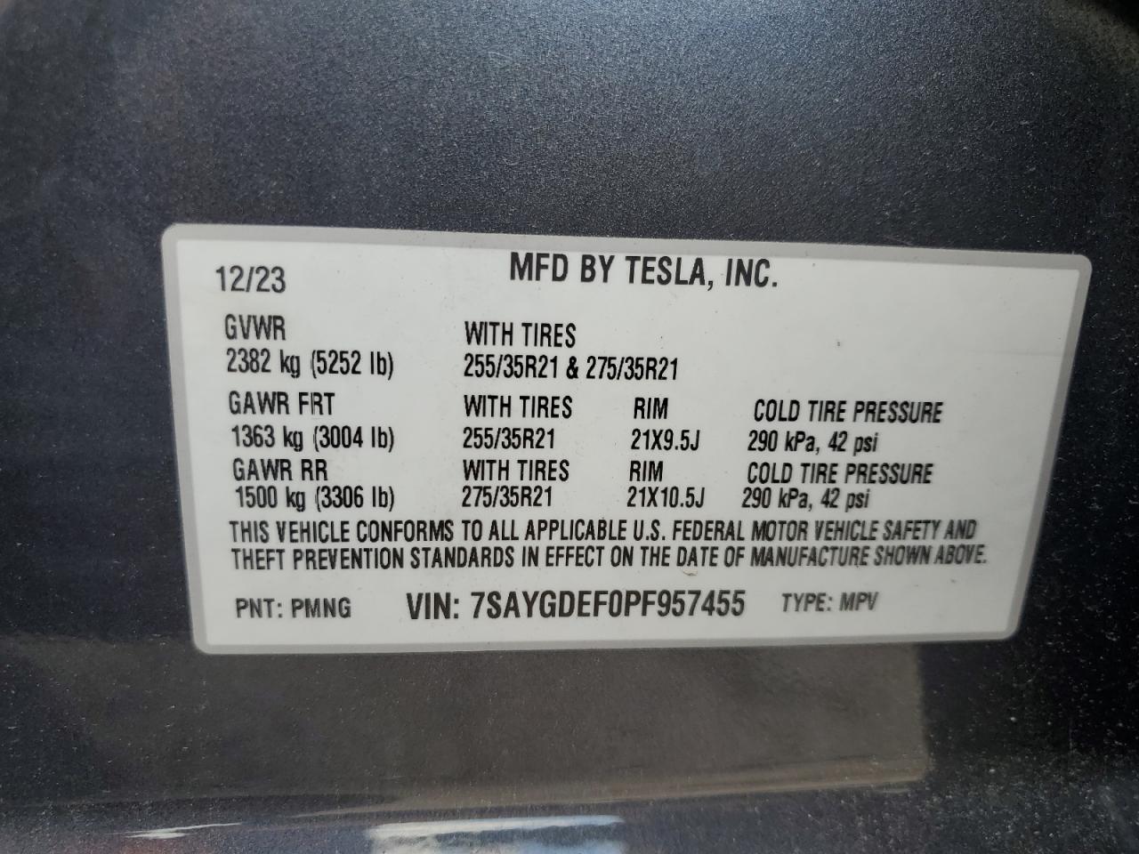 7SAYGDEF0PF957455 2023 Tesla Model Y