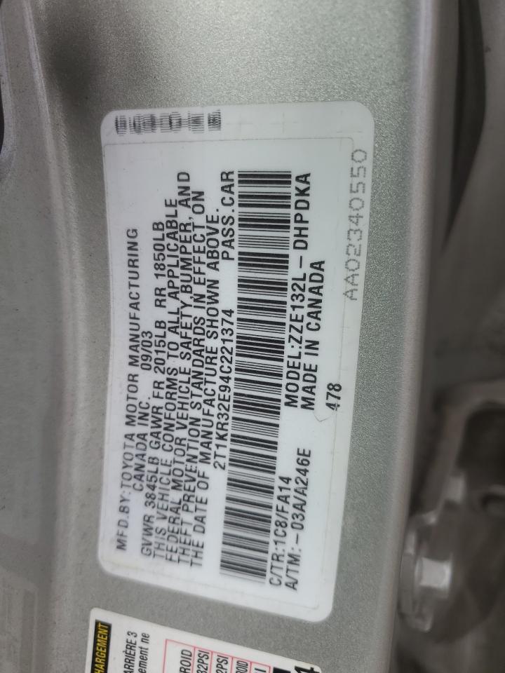 2T1KR32E94C221374 2004 Toyota Corolla Matrix Xr