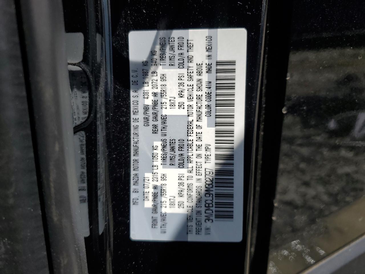 3MVDMBCL9MM302797 2021 Mazda Cx-30 Preferred