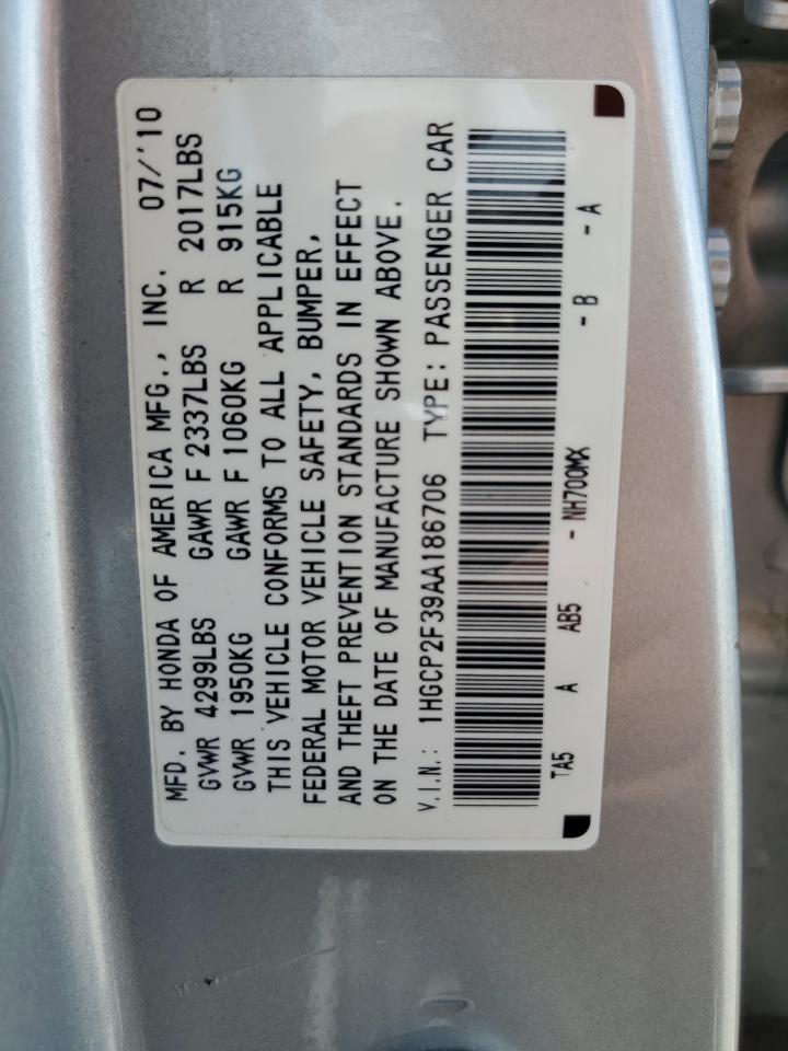 1HGCP2F39AA186706 2010 Honda Accord Lx