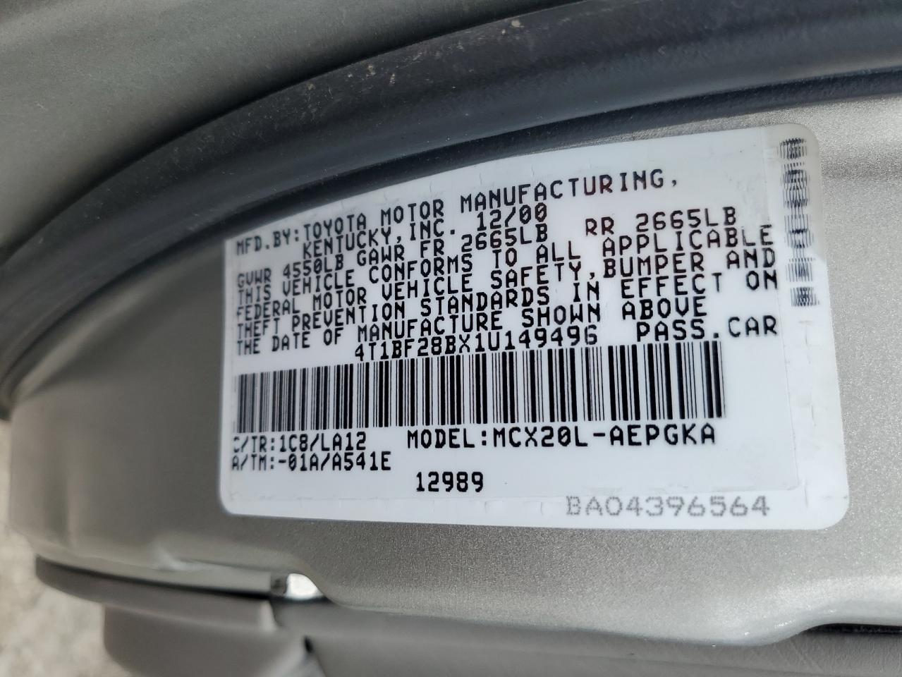 4T1BF28BX1U149496 2001 Toyota Avalon Xl